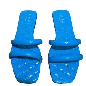 Simmi woman’s Sandals Blue Double Strap Open Toe UK6 Slip on Sz 8